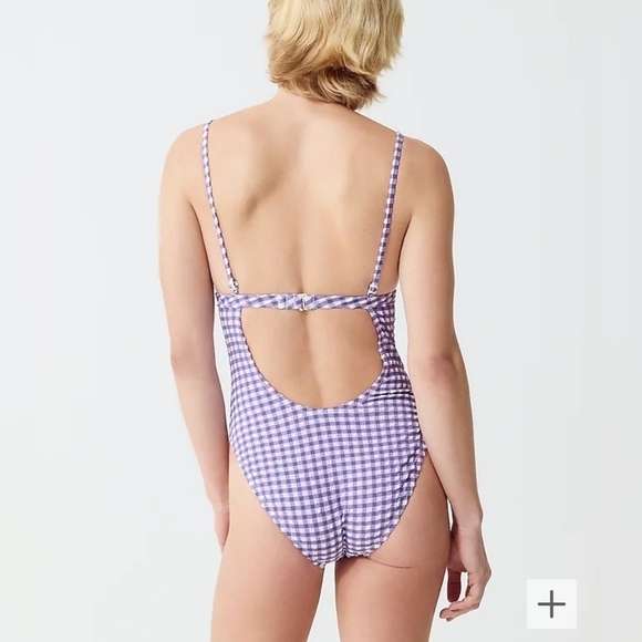 J. Crew Purple Gingham One Piece Swimsuit - Picture 3 of 11